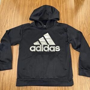 Adidas Sweatshirt Boys Youth M Medium Black Tech Fleece Hooded Pullover